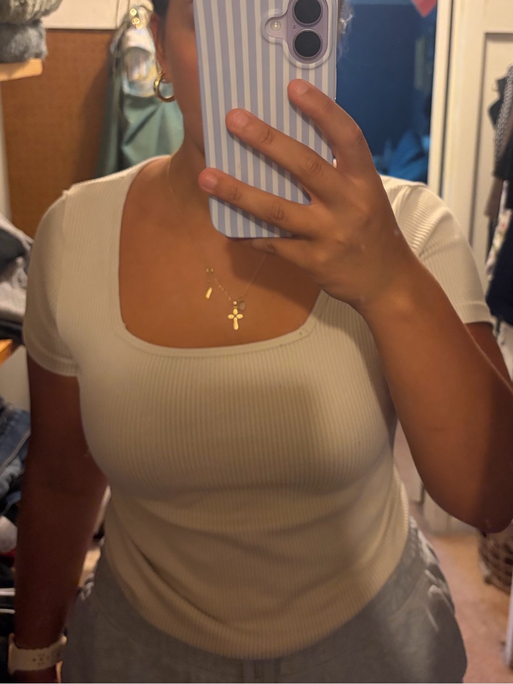 Ribbed White Square-Neck Crop Top
